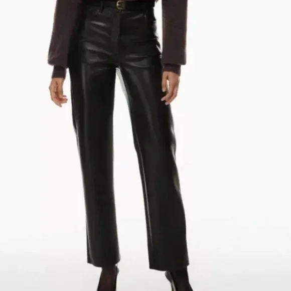 Aritzia- Wilfred Melina Black Leather Pants NWT Size 6 - Picture 1 of 4